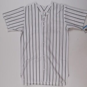 Champro Baseball Jersey Youth Large White Black Pinstripe NWT